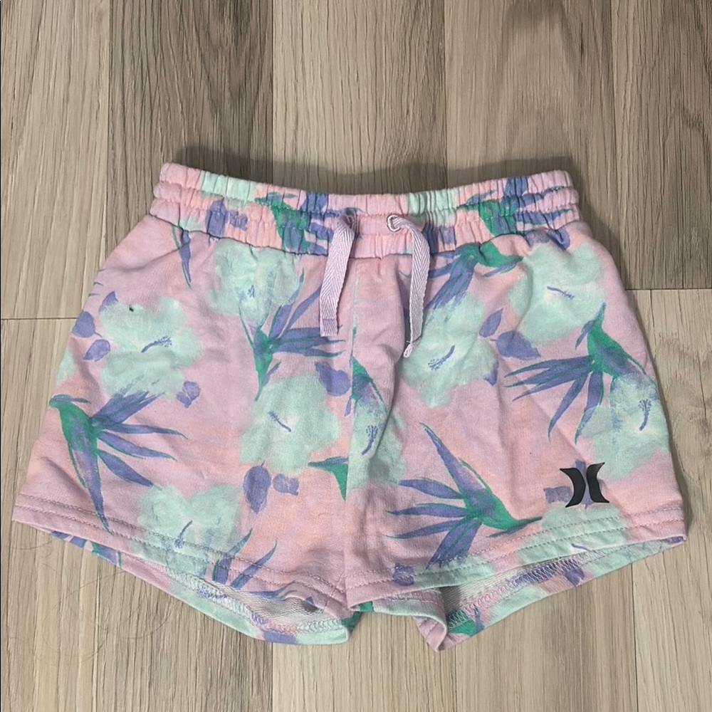 Hurley Pink and Green Athletic Shorts Vibrant Design